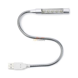 Elastyczna lampka 5 LED na USB do komputera z 25 cm przewodem